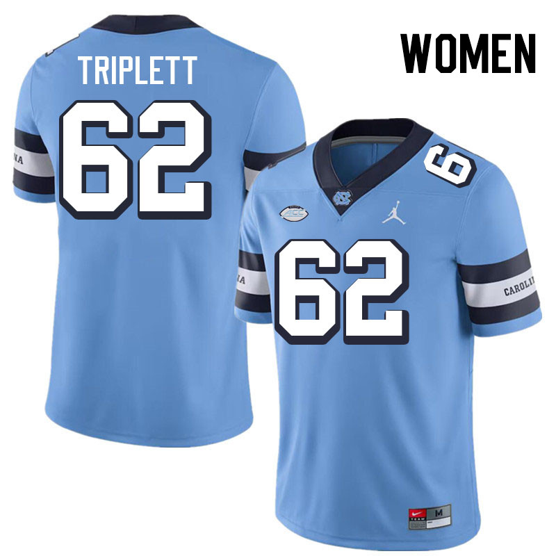 Women #62 Spencer Triplett North Carolina Tar Heels College Football Jerseys Stitched-Throwback